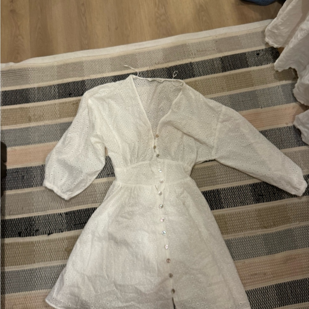 Zara White Long Sleeve Dress